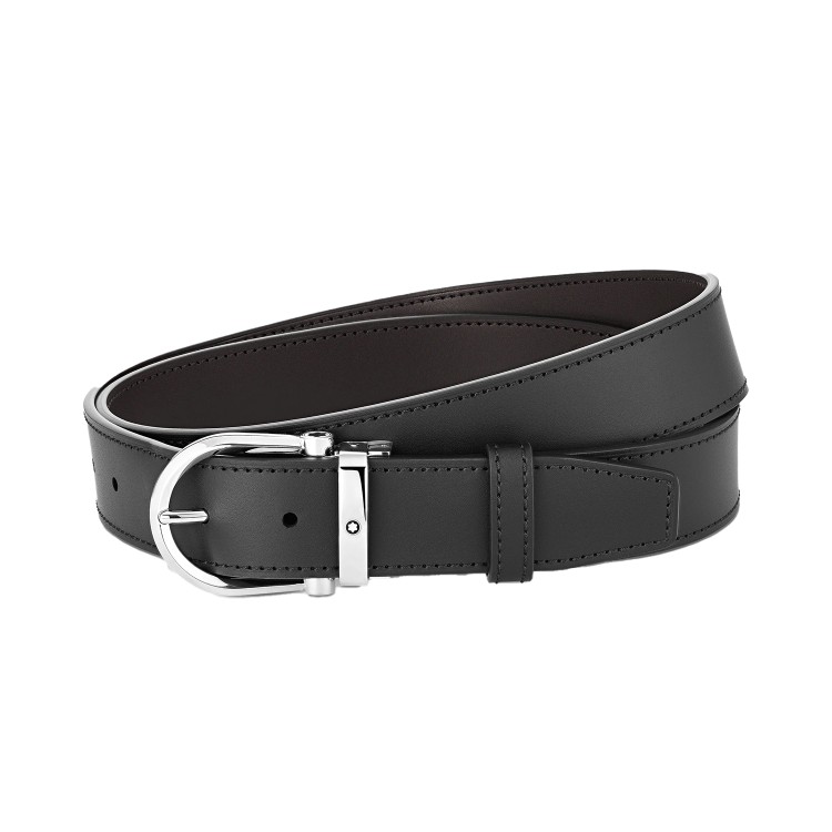 MONTBLANC Cintura 128783 Pelle Nera e Marrone 35 mm x 120 cm