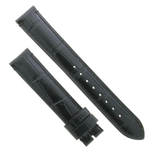 Cinturino Stampa Alligatore Nero Semilucido effetto Vintage 18/16 mm B48B classico.
