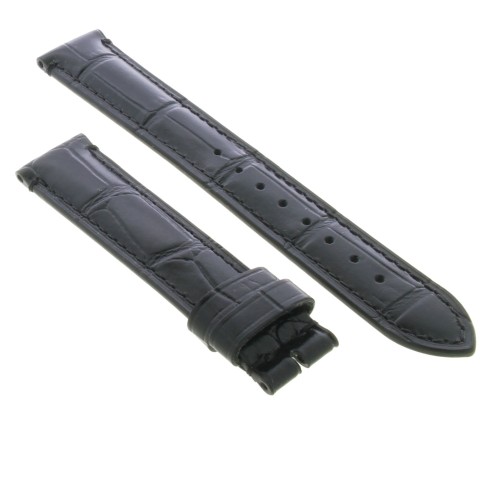 Cinturino Stampa Alligatore Nero Semilucido effetto Vintage 18/16 mm B48B classico.