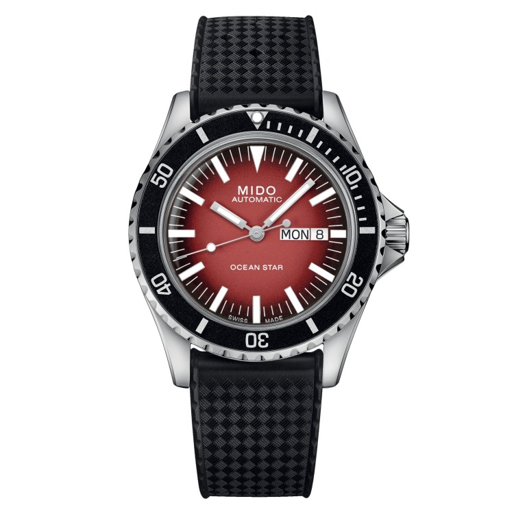 MIDO Ocean Star Tribute  M026.830.17.421.00 Automatico in Acciaio 40,5 mm Rosso sfumato cinturino Tropic