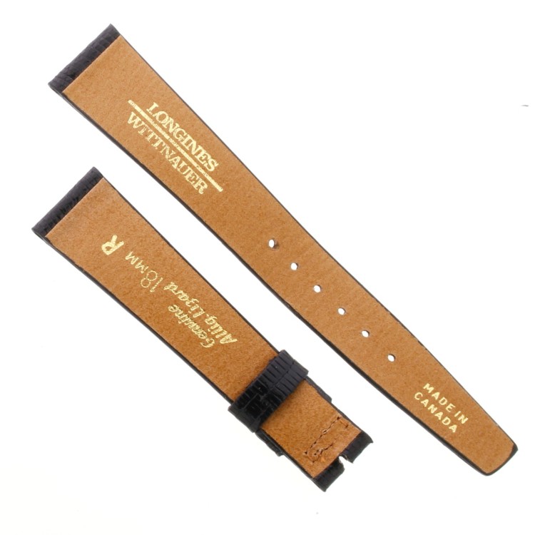 Longines Cinturino Lucertola Tejus Nero Lucido 18/14 mm B28B.