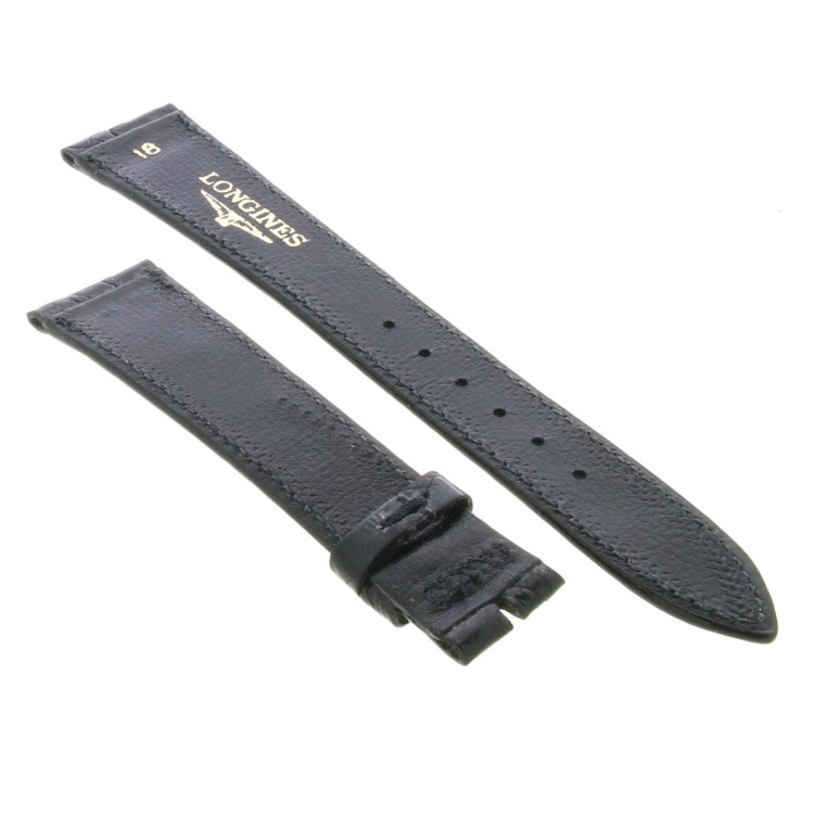 Longines Cinturino Coccodrillo Nero Lucido 18/14 mm B28N