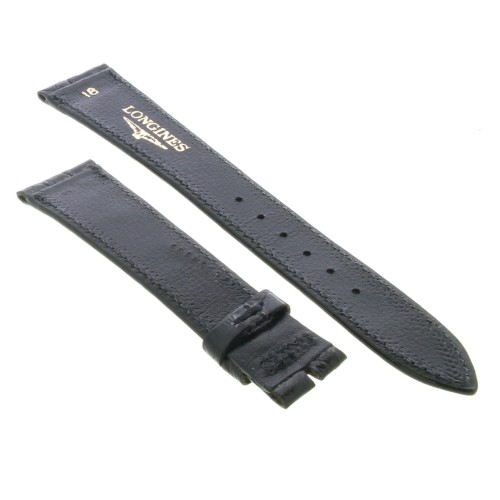 Longines Cinturino Coccodrillo Nero Lucido 18/14 mm B28N