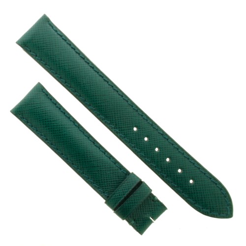 OMEGA cinturino Vintage Pelle Saffiano Verde 18/16 mm spezzoni 115/75 mm Spessore 4,3 mm.