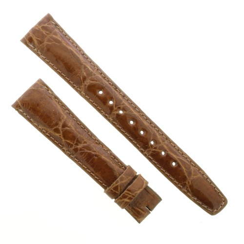 OMEGA Cinturino Vintage Coccodrillo Marrone Miele Lucido 18/14 mm B33B Lunghezza 114/76 mm