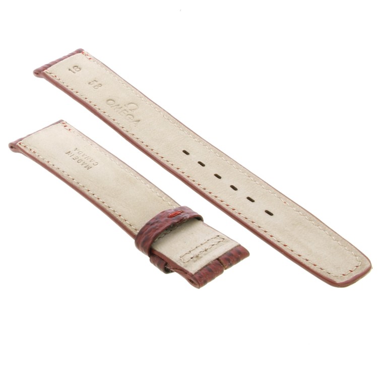 OMEGA cinturino Vintage Squalo Rosso Bordeaux 18/16 con bombatura.spezzoni 115/75 mm. Spessore 5,7 mm..