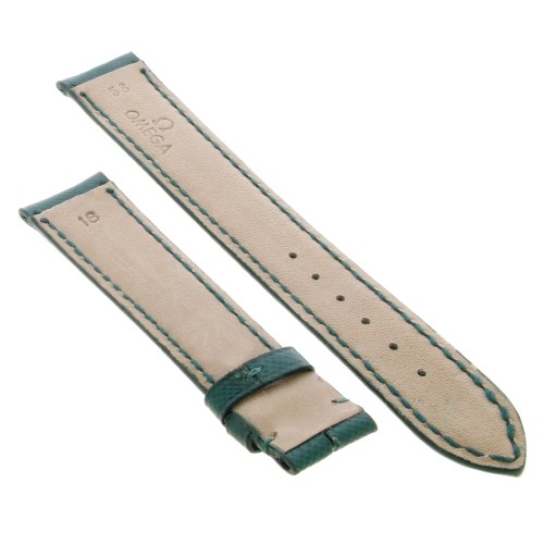 OMEGA cinturino Vintage Pelle Saffiano Verde 18/16 mm spezzoni 115/75 mm Spessore 4,3 mm.