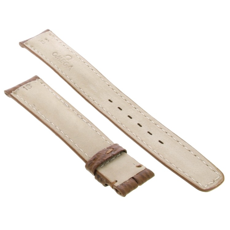 OMEGA cinturino Vintage Squalo Marrone 18/16 con bombatura.spezzoni 115/75 mm. Spessore 5,7 mm..
