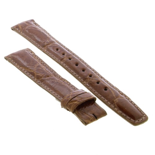 OMEGA Cinturino Vintage Coccodrillo Marrone Miele Lucido 18/14 mm B33B Lunghezza 114/76 mm