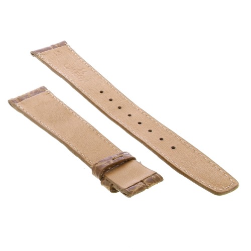 OMEGA Cinturino Vintage Coccodrillo Marrone Miele Lucido 18/14 mm B33B Lunghezza 114/76 mm
