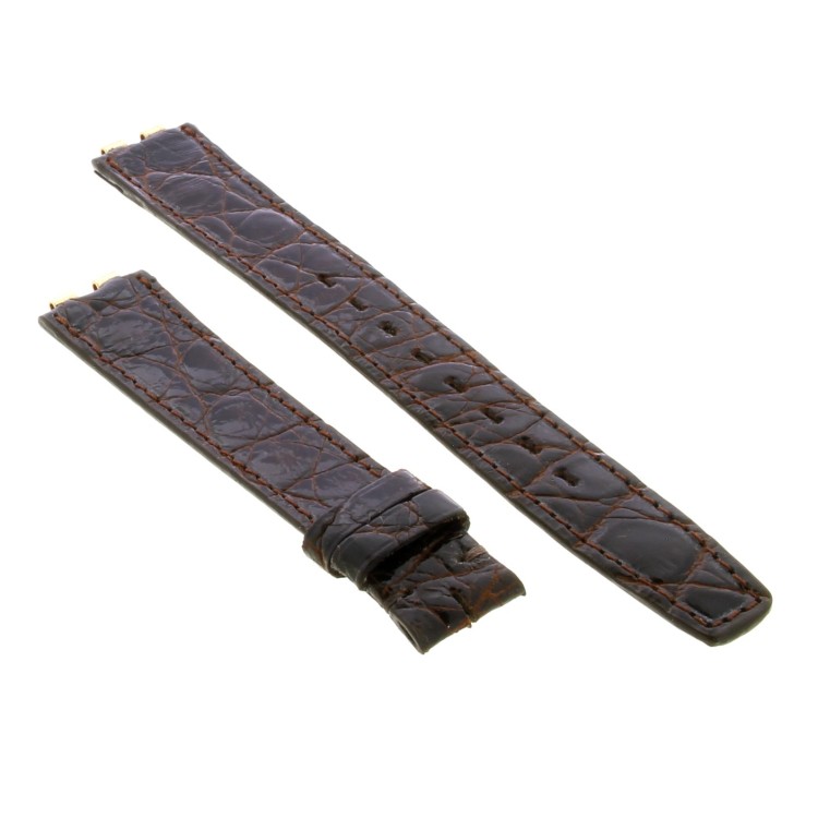 OMEGA Cinturino Vintage Coccodrillo Marrone Lucido 17/14 mm De Ville Symbol 4530.13.12 e simili