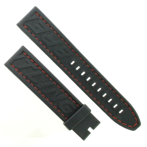 Cinturino Breitling Caucciù Nero Opaco 22/20 mm B43N cuciture rosse.
