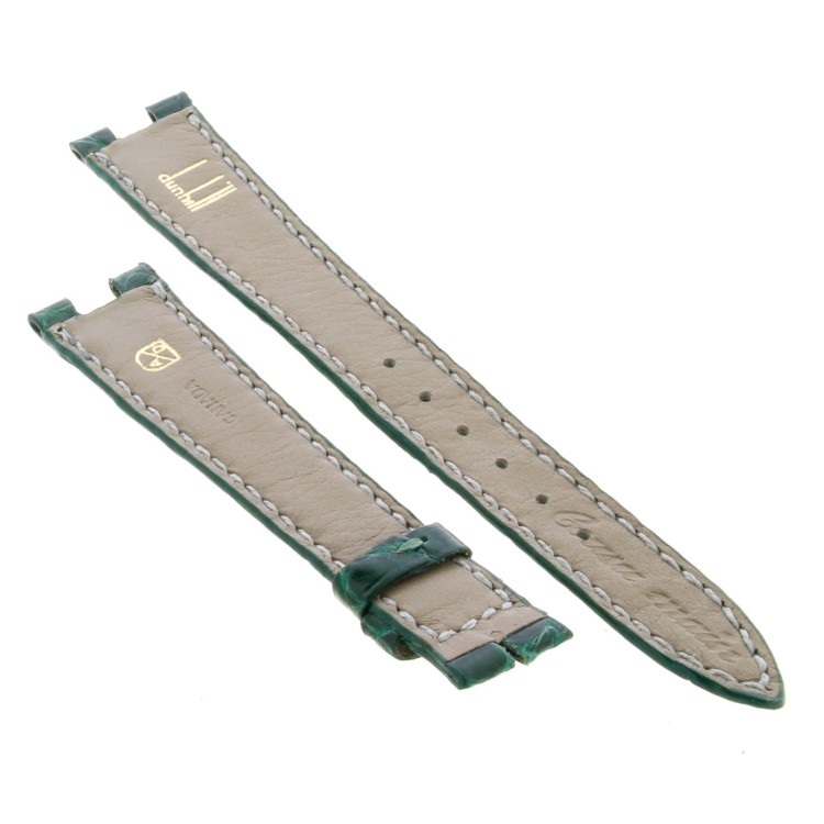 DUNHILL Cinturino Alligatore Verde Lucido 18/14 mm imposta da 6 mm B30B spessore 3 mm lunghezze 114/76 mm