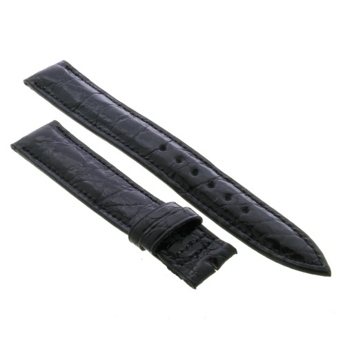PAUL PICOT cinturino Coccodrillo Nero Lucido 18/16 mm B35B spezzoni 116/77 mm Spessore 3,5 mm
