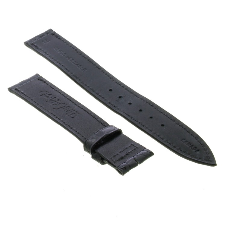 PAUL PICOT cinturino Coccodrillo Nero Lucido 18/16 mm B35B spezzoni 116/77 mm Spessore 3,5 mm