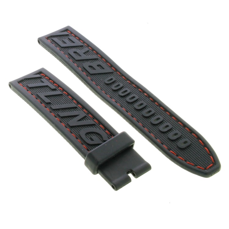 Cinturino Breitling Caucciù Nero Opaco 22/20 mm B43N cuciture rosse.