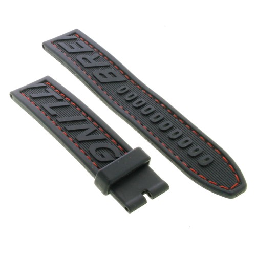 Cinturino Breitling Caucciù Nero Opaco 22/20 mm B43N cuciture rosse.