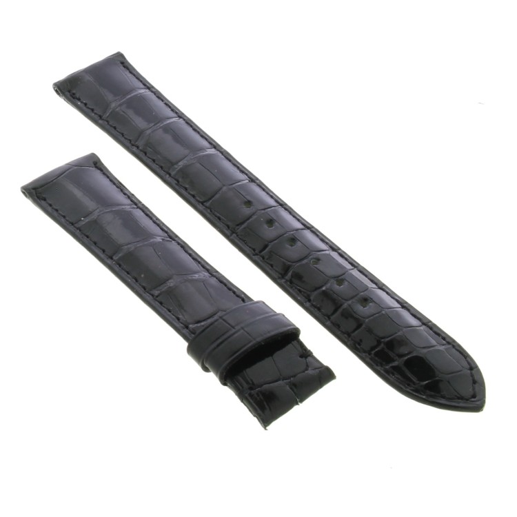 Cinturino Sartoriale Alligatore Nero Lucido 18/16 mm B32B classico.