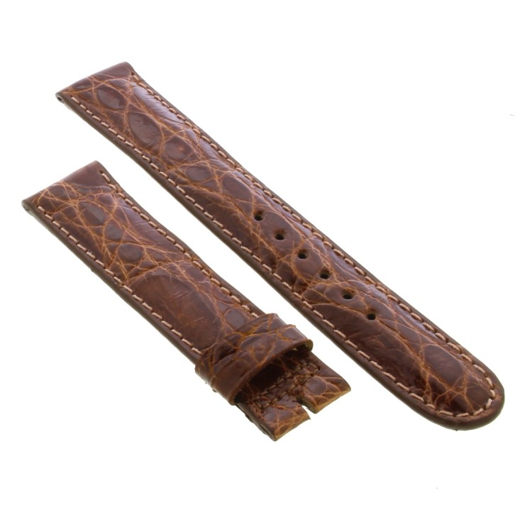 Cinturino Sartoriale Coccodrillo Marrone Gold Lucido 18/16 mm B40M spessore 4 mm forma classica