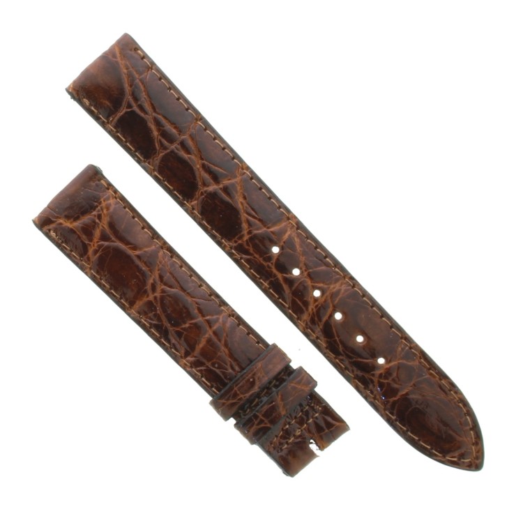 Cinturino Coccodrillo Marrone Testa di Moro Lucido 18/16 mm B35B forma classica