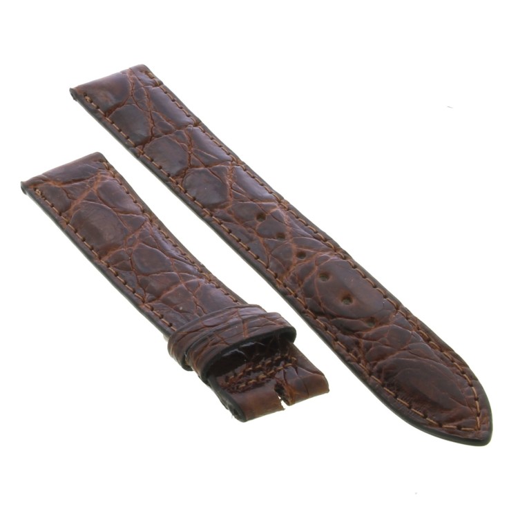 Cinturino Coccodrillo Marrone Testa di Moro Lucido 18/16 mm B35B forma classica