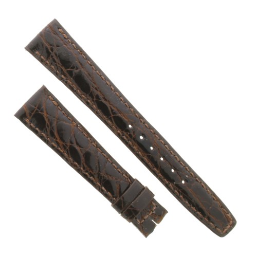 Cinturino Sartoriale Coccodrillo Marrone Gold Lucido 18/14 mm B30M spessore 3 mm punta paitta