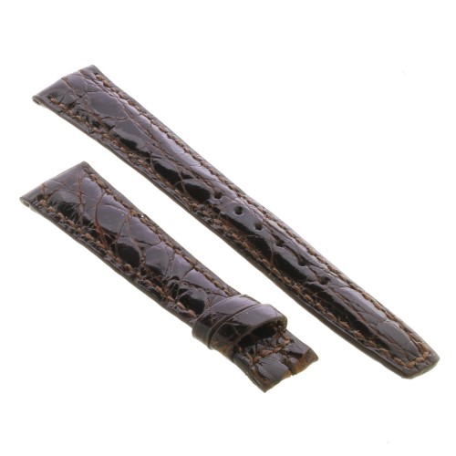 Cinturino Sartoriale Coccodrillo Marrone Gold Lucido 18/14 mm B30M spessore 3 mm punta paitta