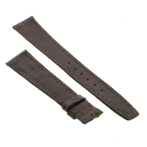 Cinturino Sartoriale Coccodrillo Marrone Gold Lucido 18/14 mm B30M spessore 3 mm punta paitta