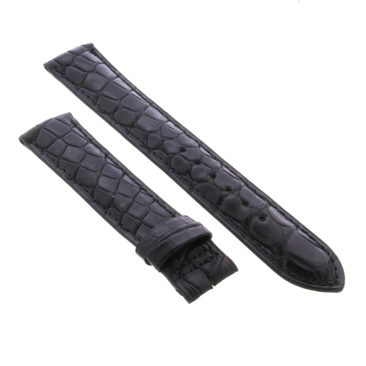 Cinturino Sartoriale Alligatore Nero Opaco 18/16 mm B36B classico.