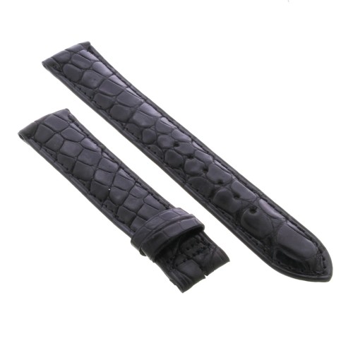 Cinturino Sartoriale Alligatore Nero Opaco 18/16 mm B36B classico.