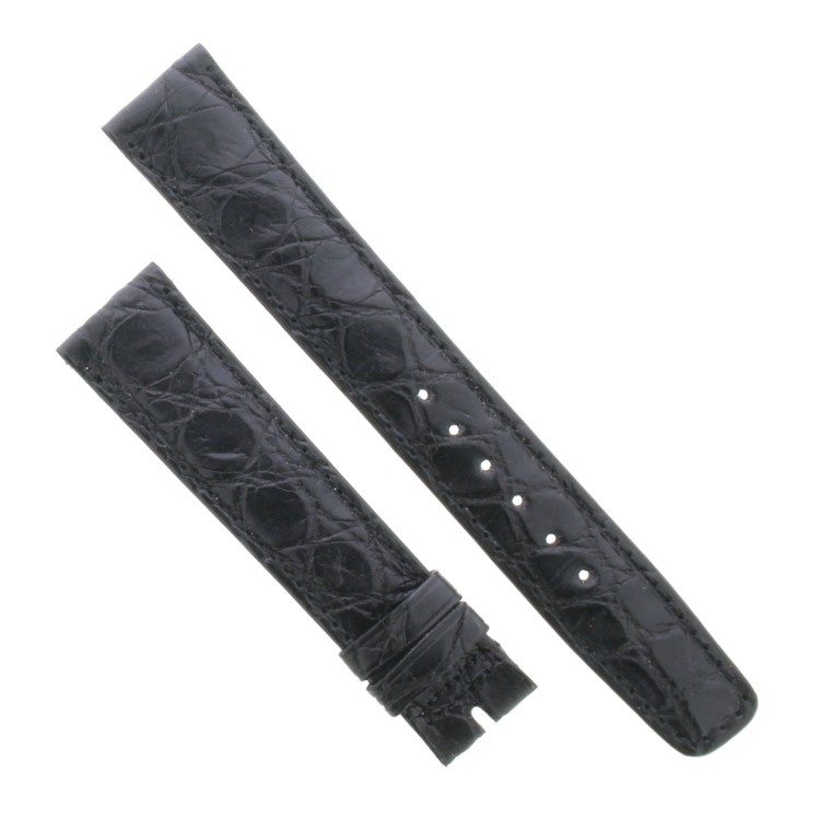 Cinturino Sartoriale Coccodrillo Nero Opaco 18/16 mm B32G forma classica