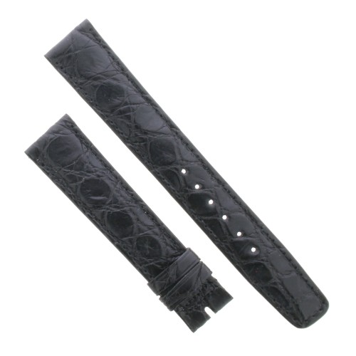 Cinturino Sartoriale Coccodrillo Nero Opaco 18/16 mm B32G forma classica