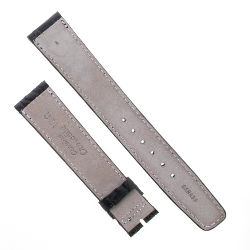 Cinturino Sartoriale Coccodrillo Nero Opaco 18/16 mm B32G forma classica