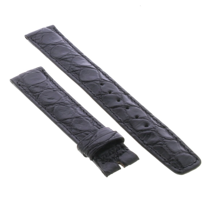 Cinturino Sartoriale Coccodrillo Nero Opaco 18/16 mm B32G forma classica