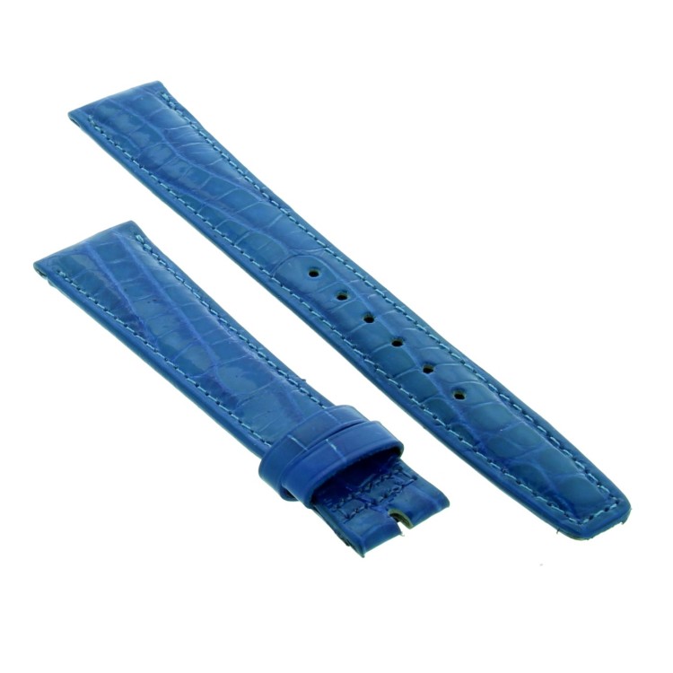 Cinturino Sartoriale Alligatore Blu Chiaro Lucido 18/14 mm B30N forma classica punta piatta