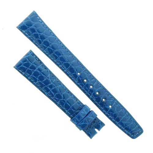 Cinturino Sartoriale Coccodrillo Blu Chiaro Lucido 18/14 mm B33N forma classica punta piatta