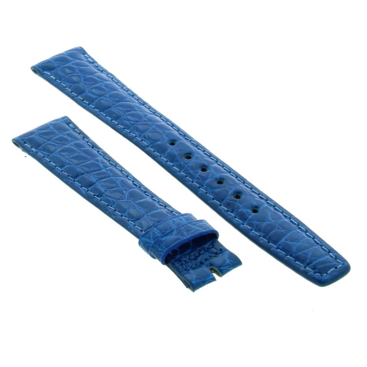 Cinturino Sartoriale Coccodrillo Blu Chiaro Lucido 18/14 mm B33N forma classica punta piatta
