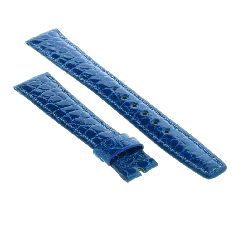 Cinturino Sartoriale Coccodrillo Blu Chiaro Lucido 18/14 mm B33N forma classica punta piatta