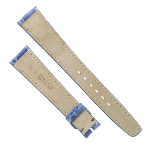 Cinturino Sartoriale Coccodrillo Blu Indaco Chiaro Lucido 18/14 mm B26B forma classica punta piatta