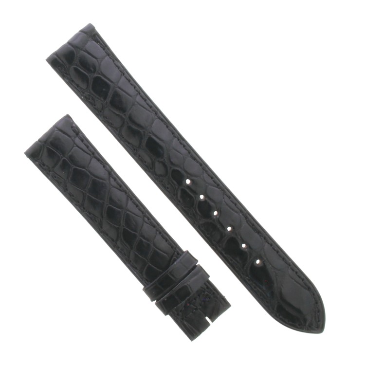 Cinturino Sartoriale Alligatore Nero Opaco 18/16 mm B36B classico.