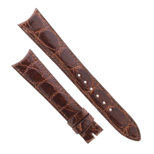 Cinturino Sartoriale Coccodrillo Marrone Medio Lucido 18/14 mm B32M spessore 3,2 mm ansa curva