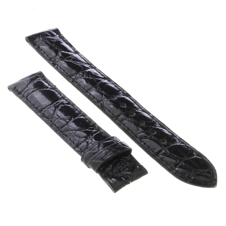 Cinturino Sartoriale Coccodrillo Nero Lucido 18/16 mm B38G forma classica