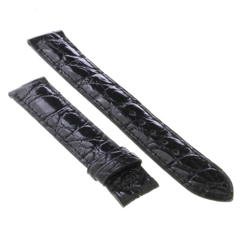 Cinturino Sartoriale Coccodrillo Nero Lucido 18/16 mm B38G forma classica
