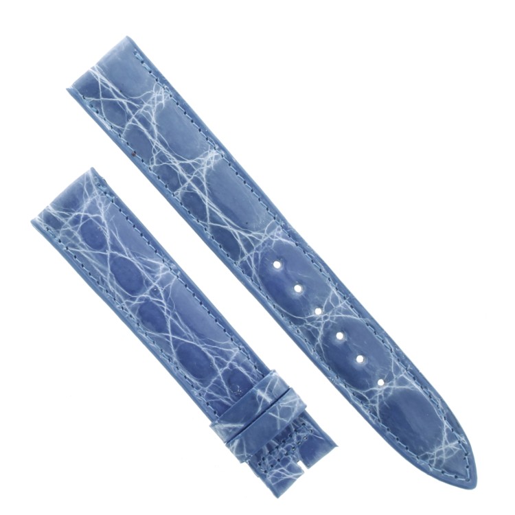 Cinturino Sartoriale Coccodrillo Blu Indaco Chiaro Lucido 17/16 mm B33B classico.