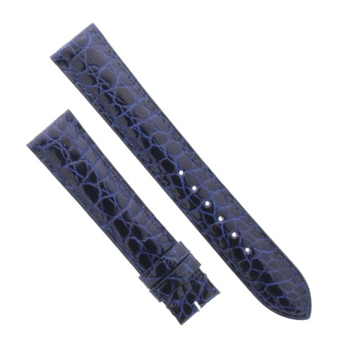 Cinturino Sartoriale Coccodrillo Blu Scuro Lucido 18/16 mm B33B forma classica
