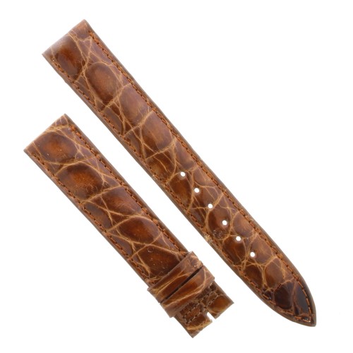 Cinturino Sartoriale Coccodrillo Marrone Medio Lucido 17/16 mm B30B classico con fumatura di colore scuro in punta