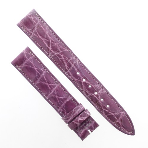 Cinturino Sartoriale Coccodrillo Rosa Lavanda Lucido 17/16 mm B32B forma classica