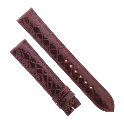 Cinturino Sartoriale Coccodrillo Rosso Bordeaux Lucido 18/16 mm B38B forma classica
