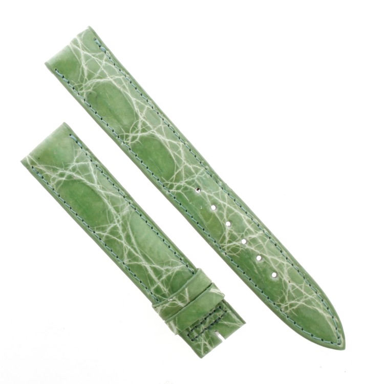 Cinturino Sartoriale Coccodrillo Verde Chiaro Lucido 17/16 mm B36B forma classica