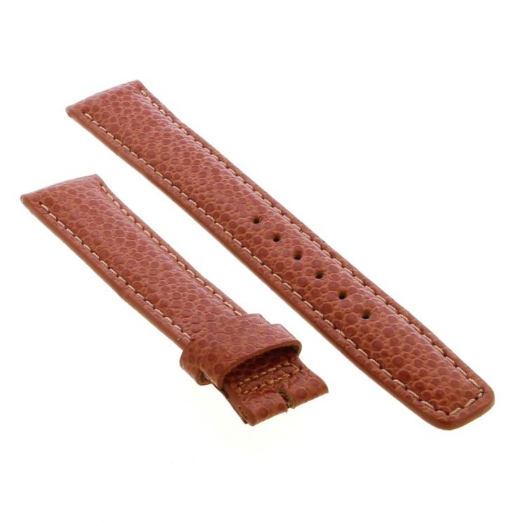 Cinturino Pelle Vitello Martellata Marrone opaco 20/16 mm classico cucitura chiara